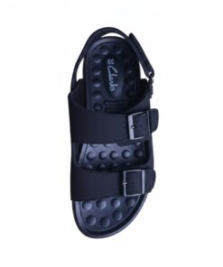 Two-strap Leather Sandals for Men Black